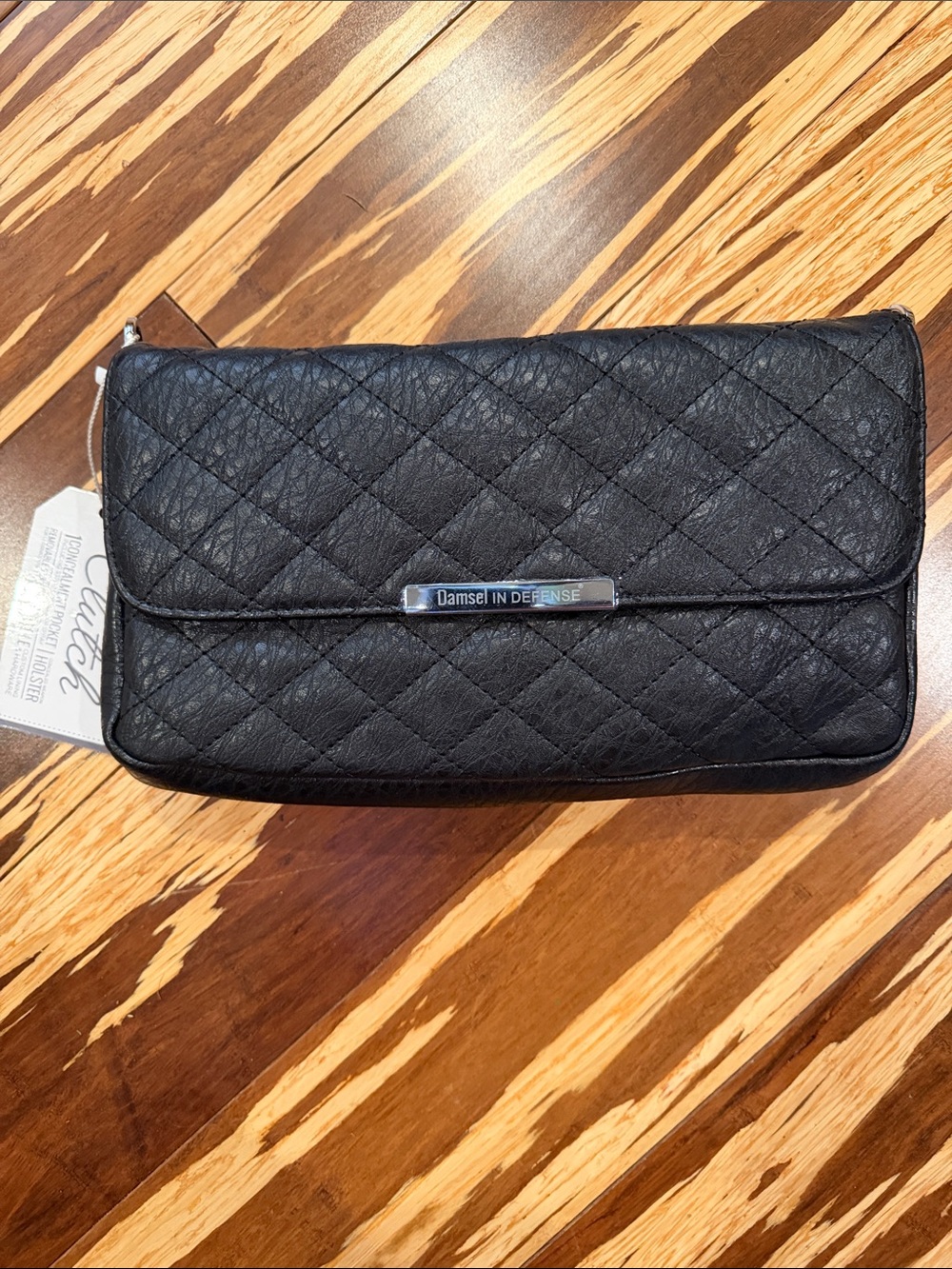 Damsel In Defense Quilted Black Clutch Wristlet
